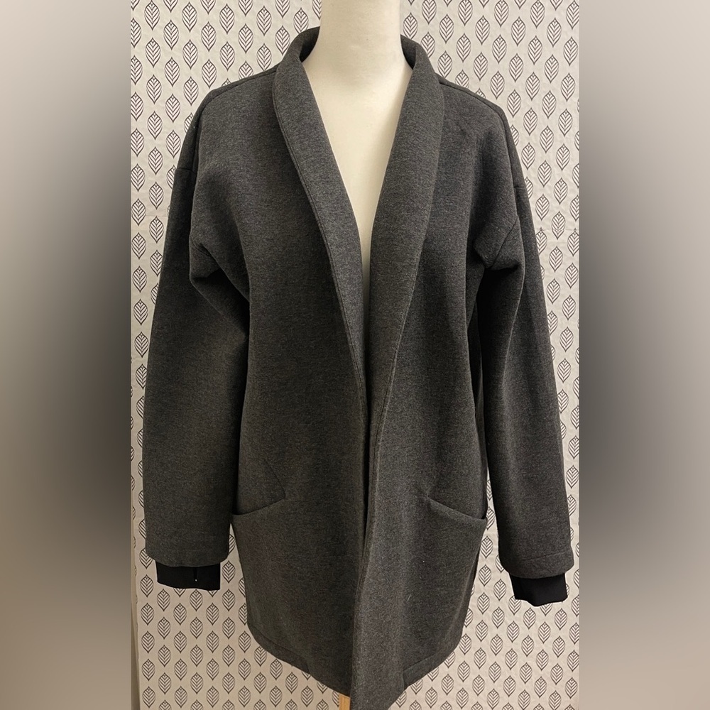 Mondetta Jacket Womens Dark Gray Knit Open Heavyweight Cocoon Coat l Medium